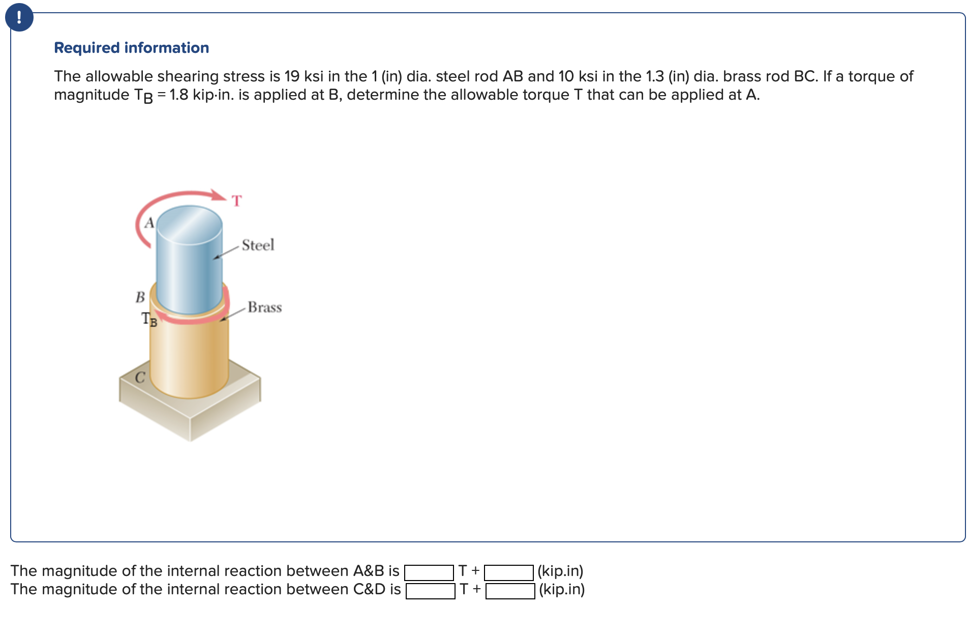 Required information The allowable shearing
