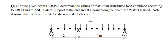 Q 2 ) For the given beam HEB 4 5 0 , determine