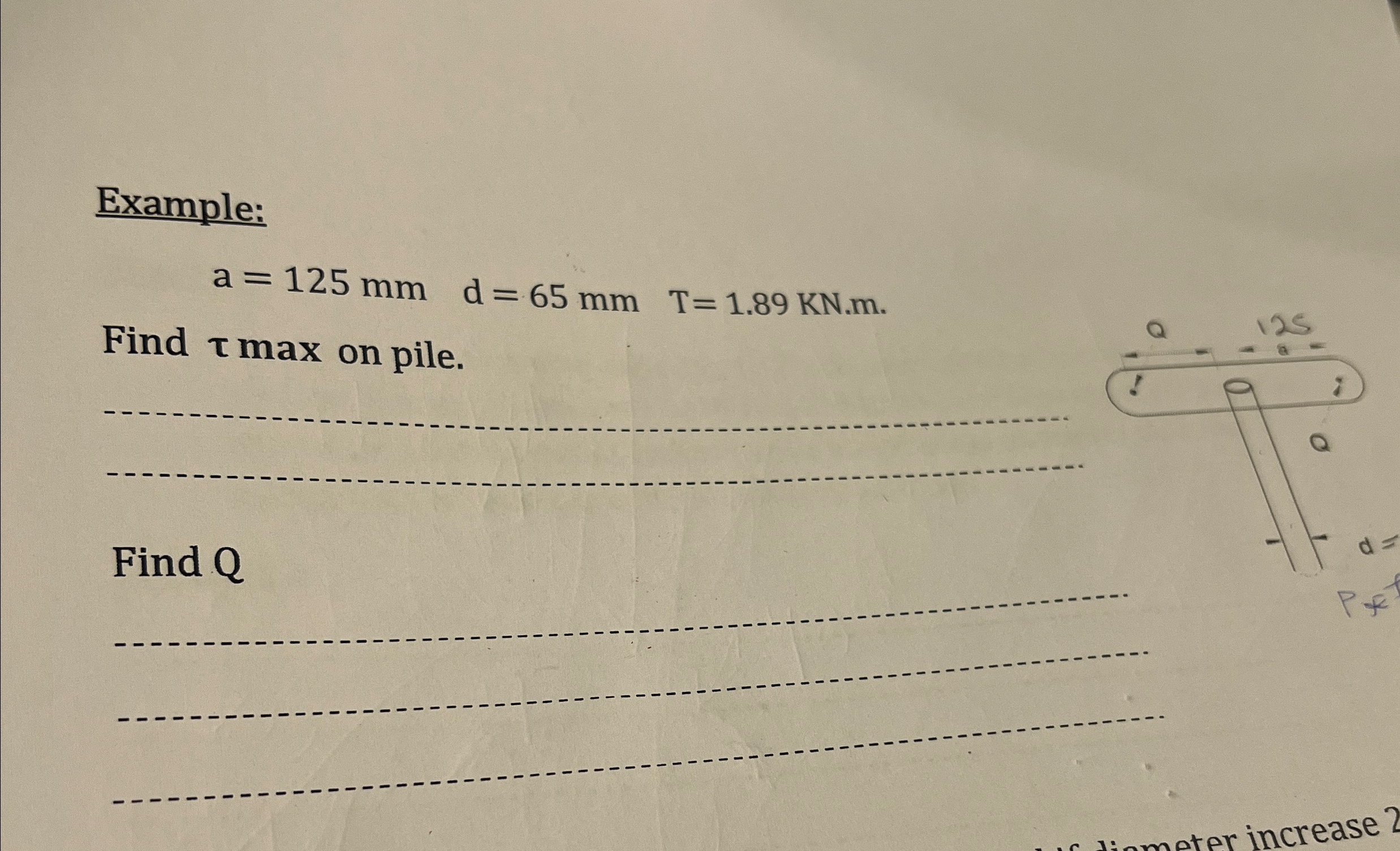 Example: a = 1 2 5 m m , d = 6 5 m m , T = 1 . 8