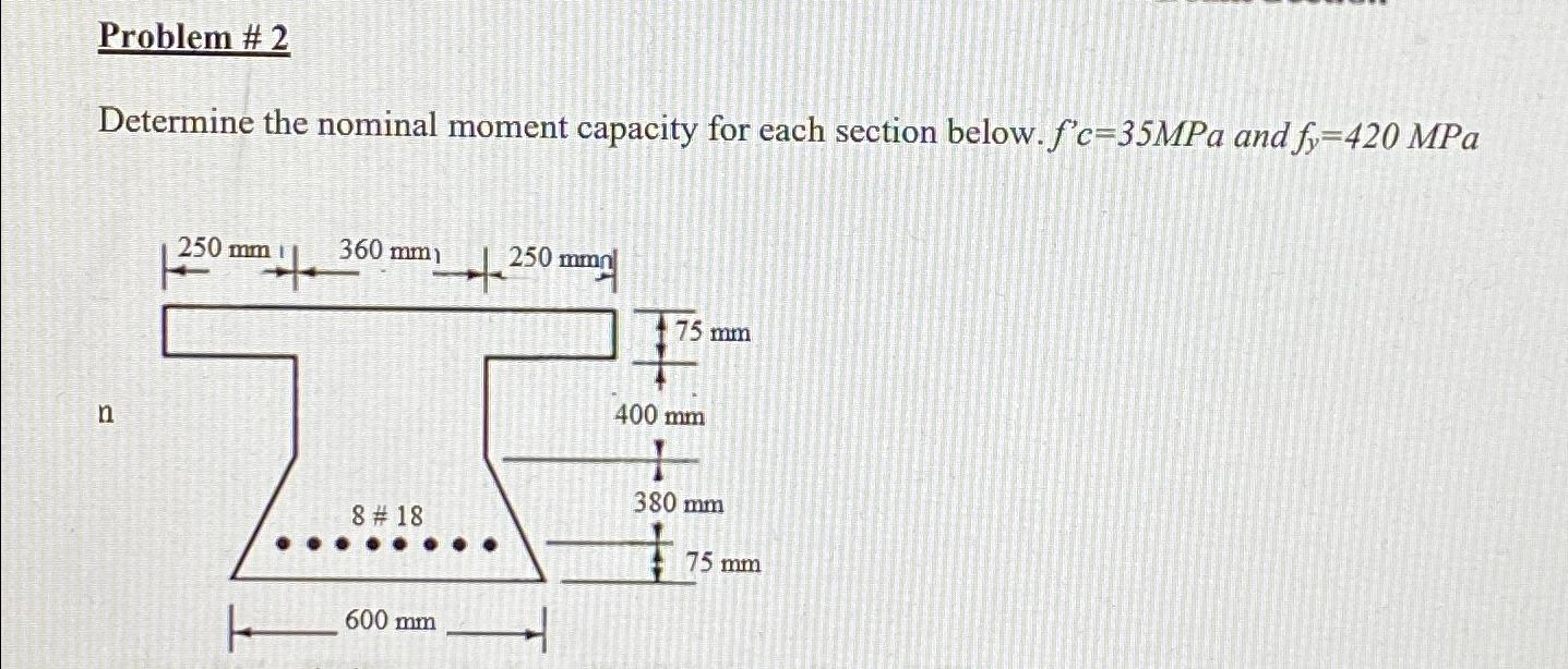 Problem # 2 Determine the nominal moment capacity
