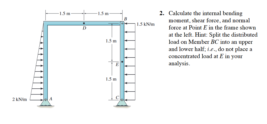 Calculate the internal bending moment, shear
