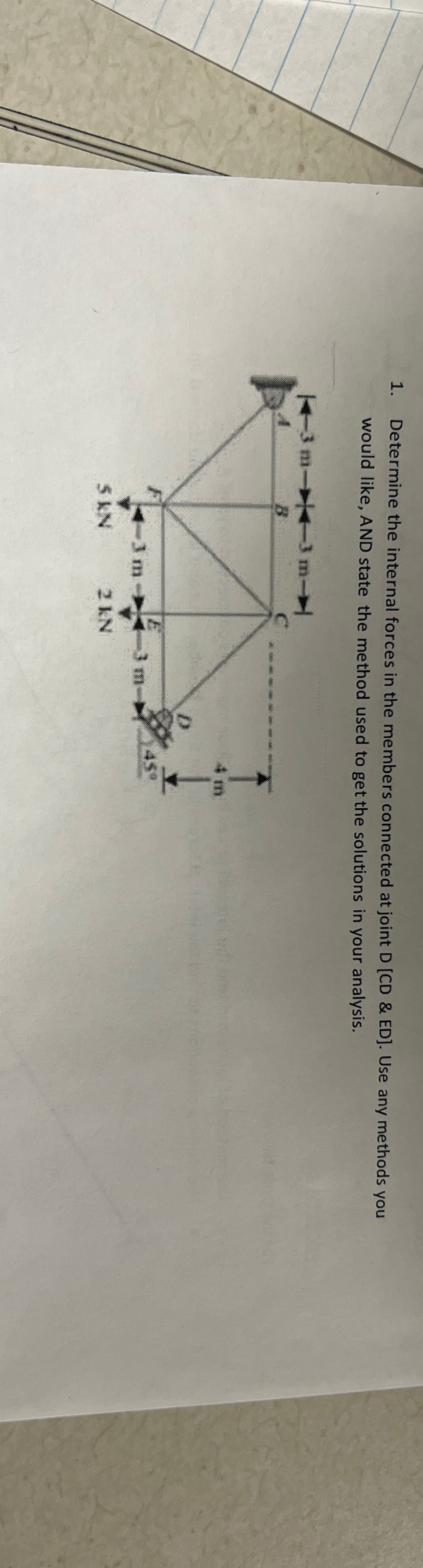 Determine the internal forces in the members
