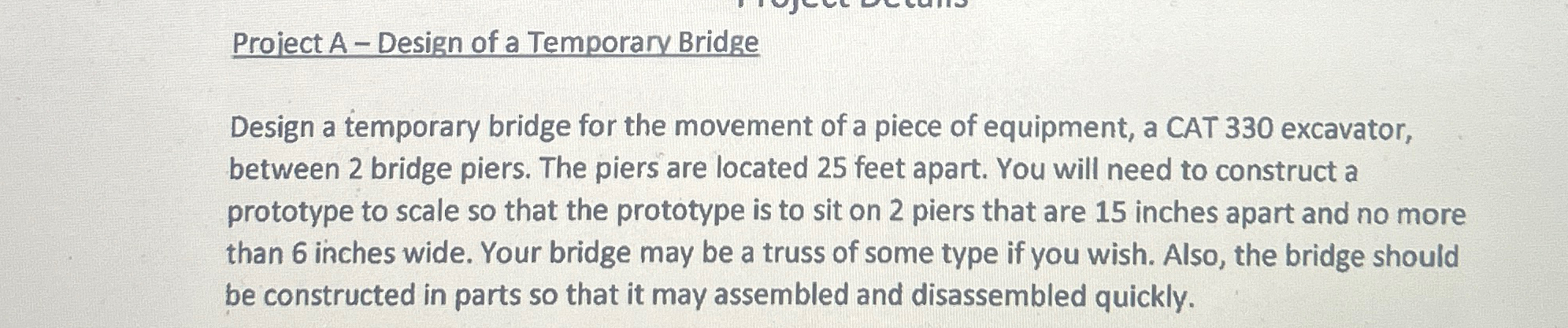 Project A - Design of a Temporary Bridge Design a