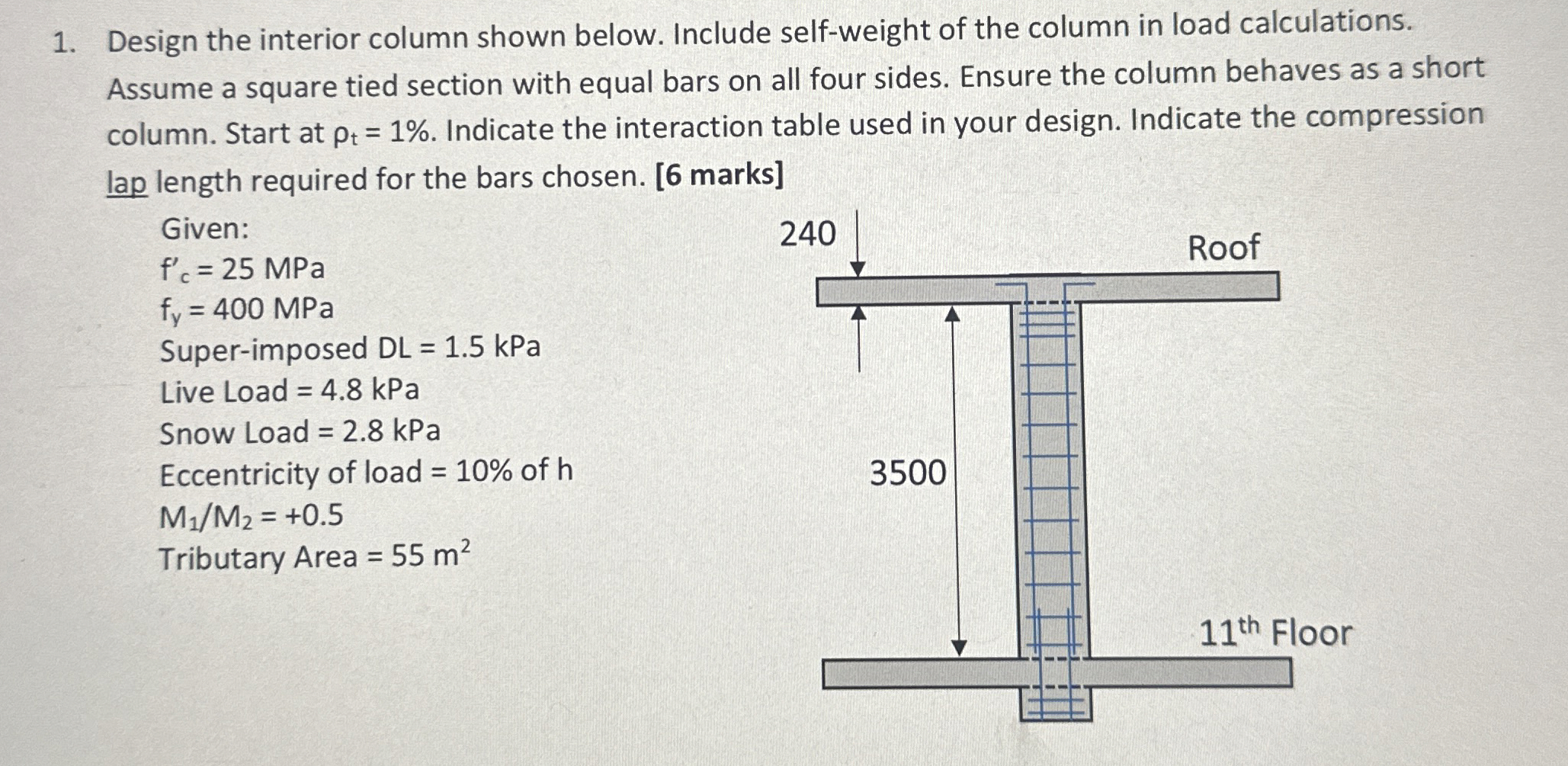 Design the interior column shown below. Include