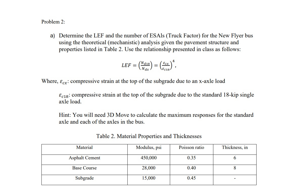 Problem 2 : a ) Determine the LEF and the number