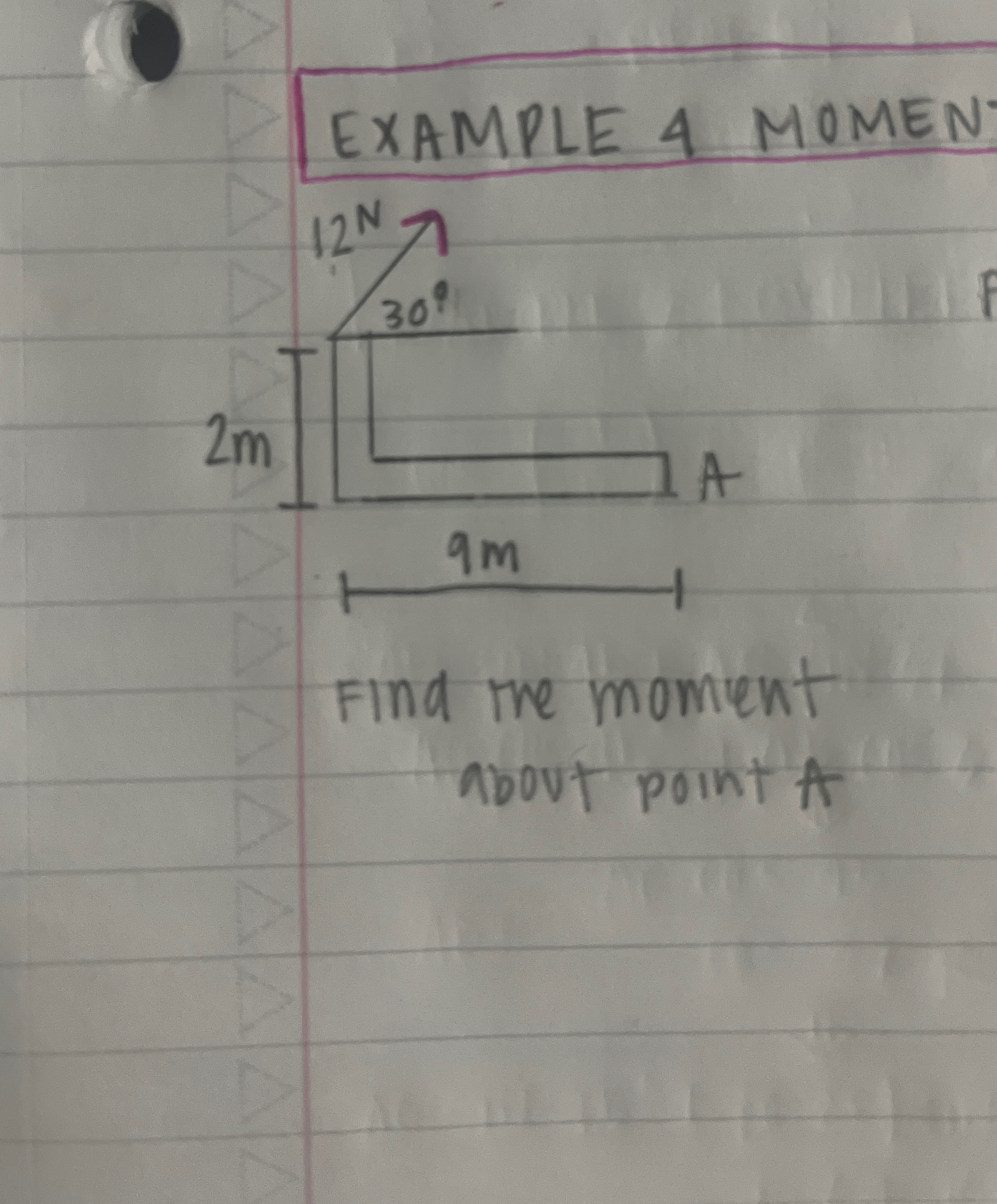 EXAMPLE 4 MOMENT Find the moment nbout point A