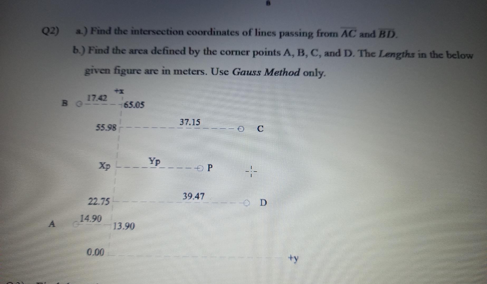 Q 2 ) a . ) Find the intersection coordinates of