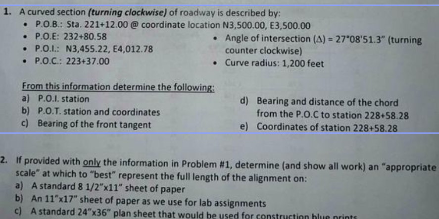 e ) Coordinates of station 2 2 8 + 5 8 . 2 8 If