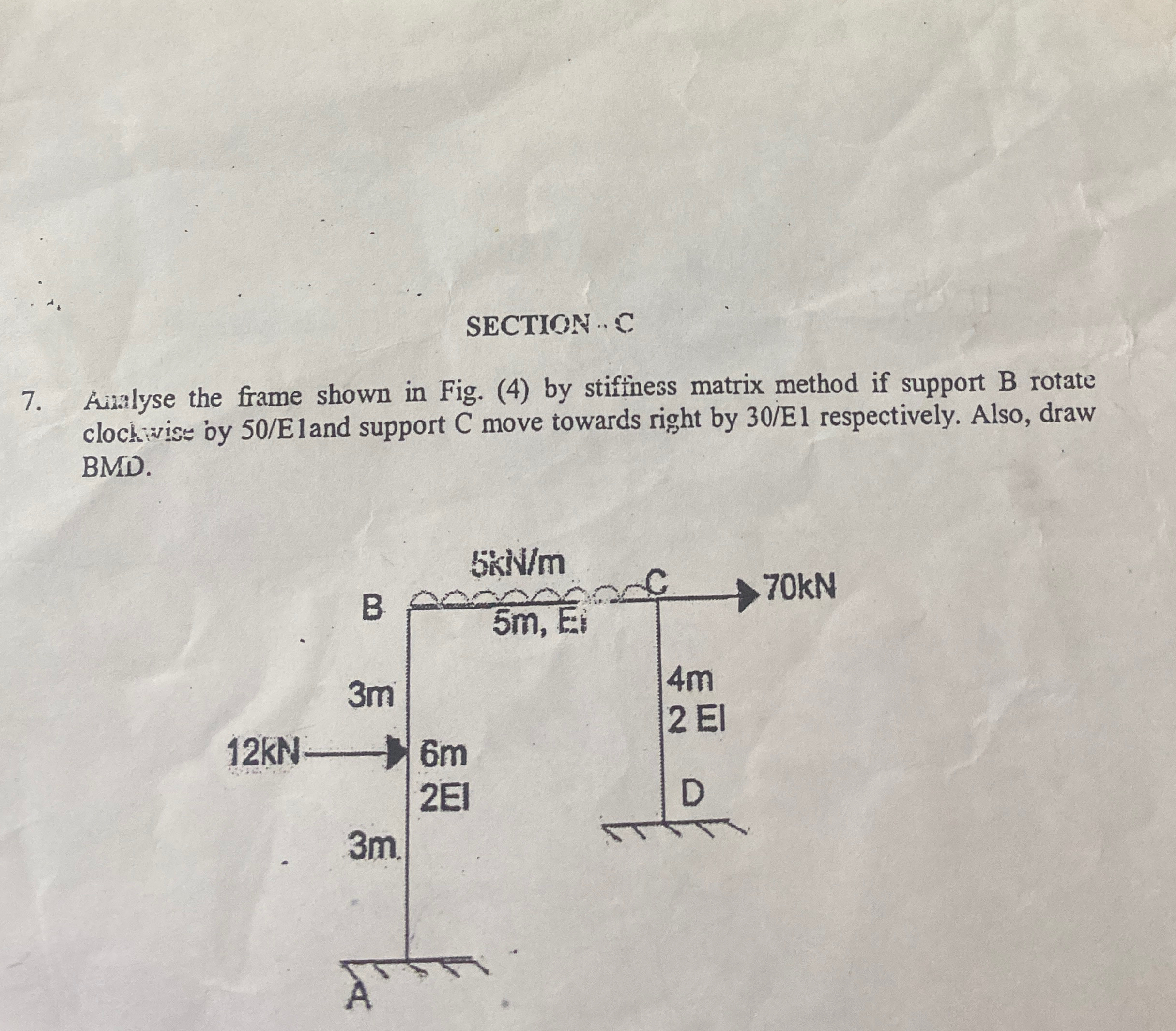 SECTION . . 7 . Analyse the frame shown in Fig. (