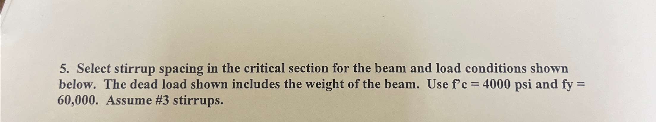 Select stirrup spacing in the critical section