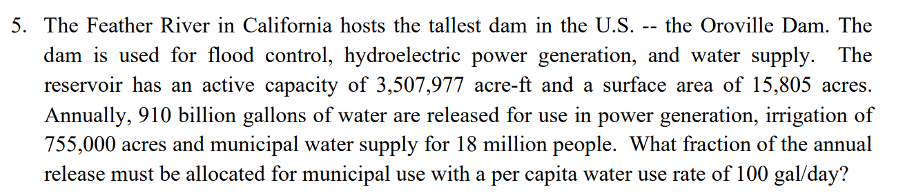 The Feather River in California hosts the tallest