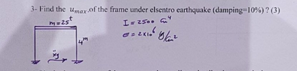 3 - Find the u m a x of the frame under elsentro