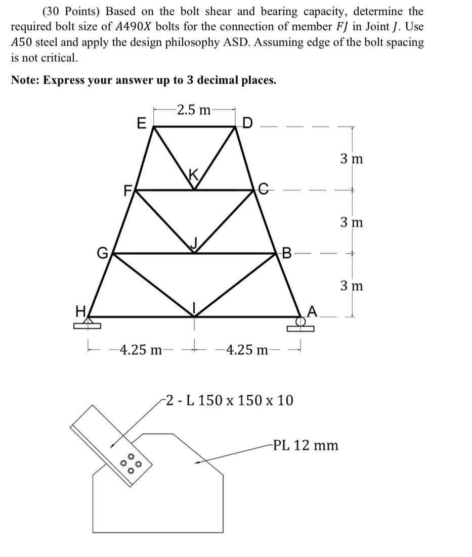 Based on the bolt shear and bearing capacity,
