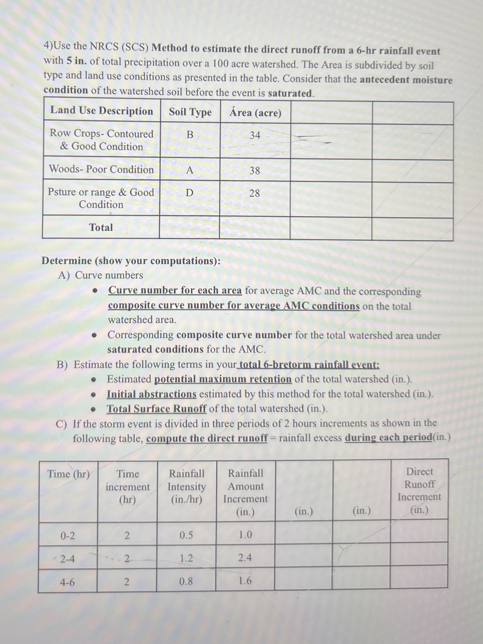 Use the NRCS ( SCS ) Method to estimate the