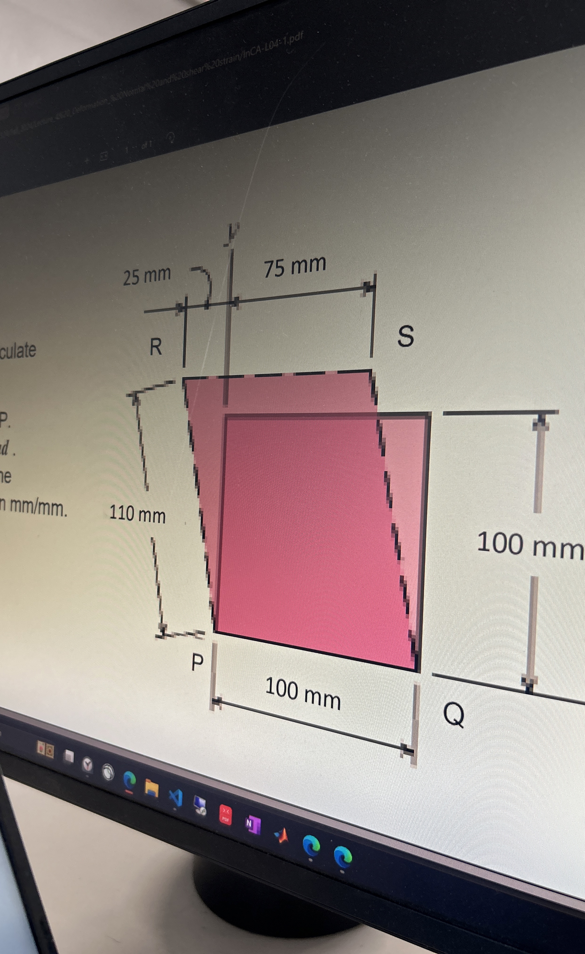 Shear strain at point P Normal strain along PS