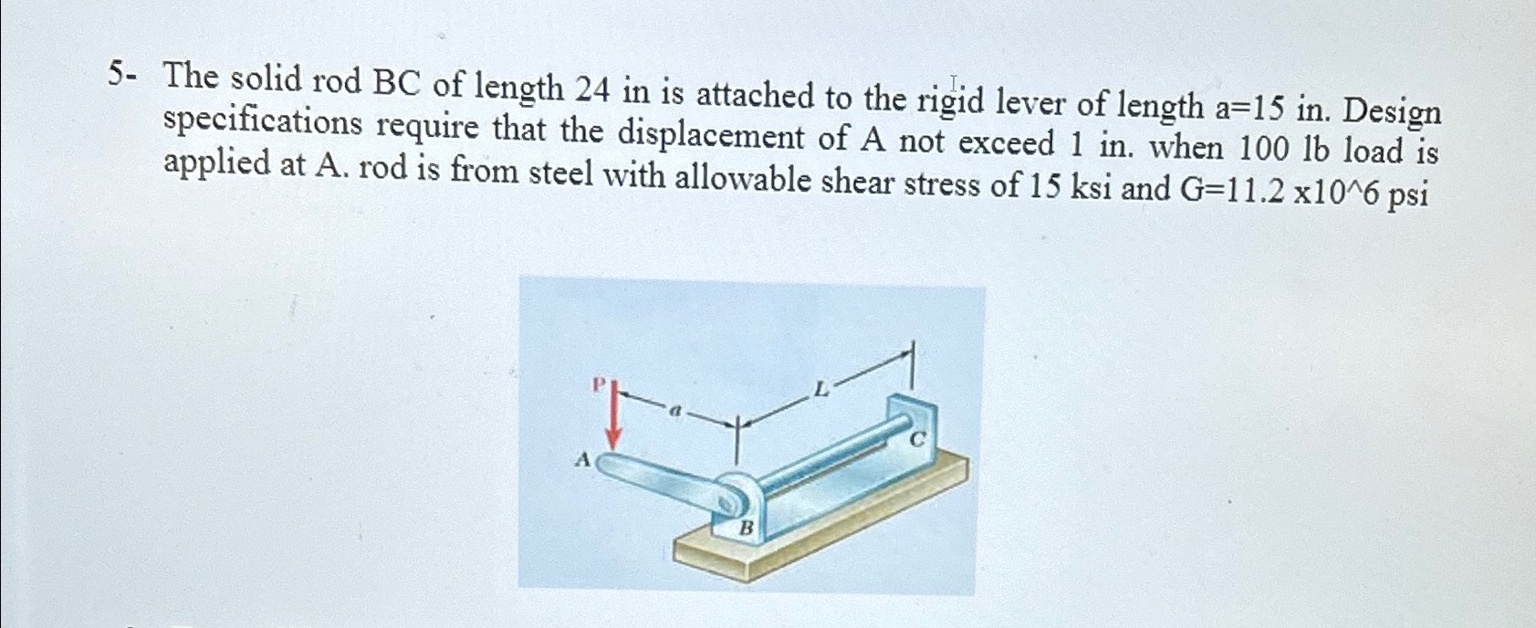 5 - The solid rod B C of length 2 4 in is