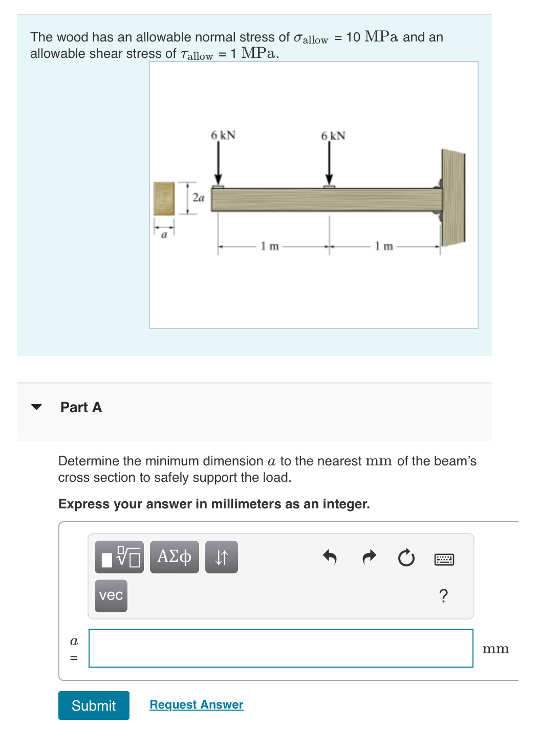 The wood has an allowable normal stress of a l l