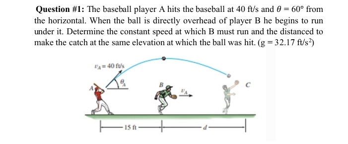 Question # 1 : The baseball player A hits the