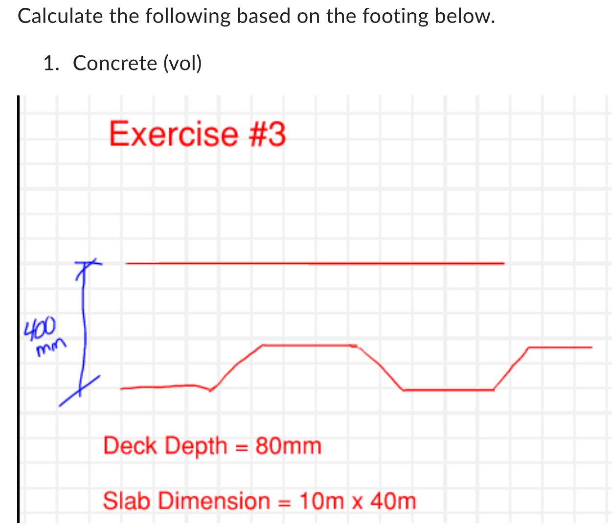 Calculate the following based on the footing