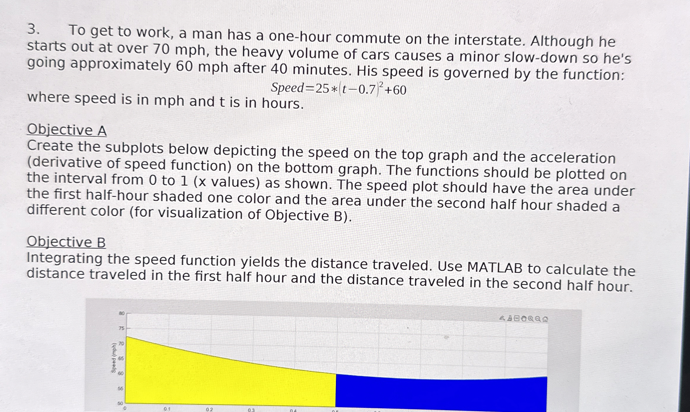 Use matlab To get to work, a man has a one - hour
