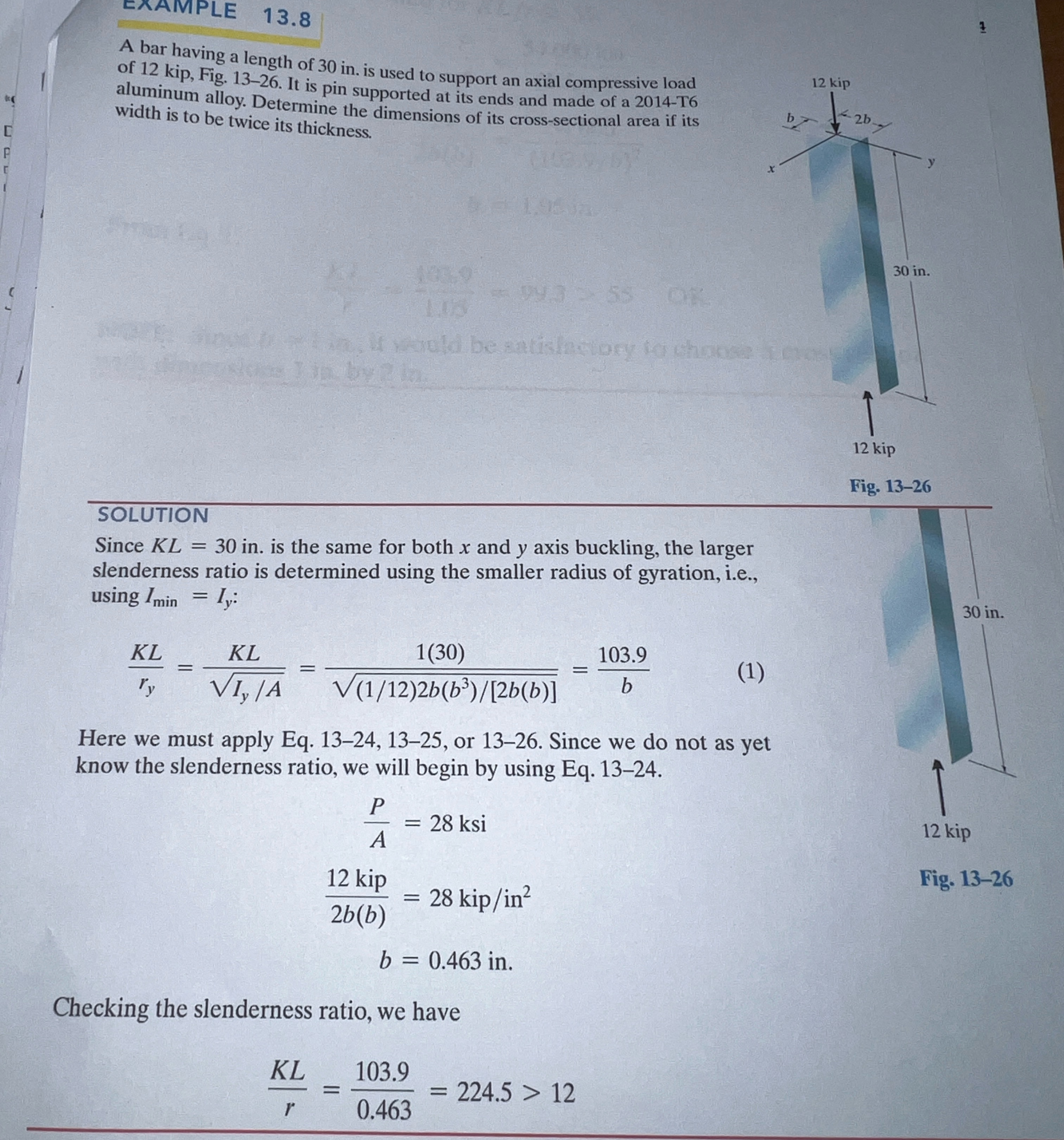 A bar having a length of 3 0 i n . is used to