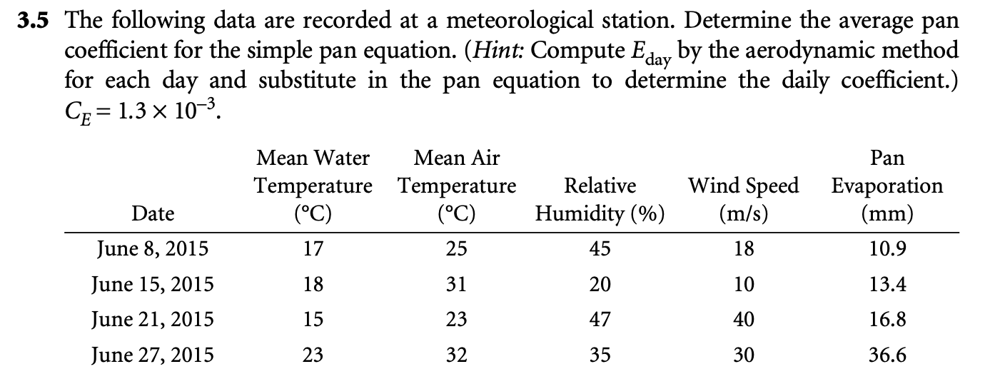 3 . 5 The following data are recorded at a