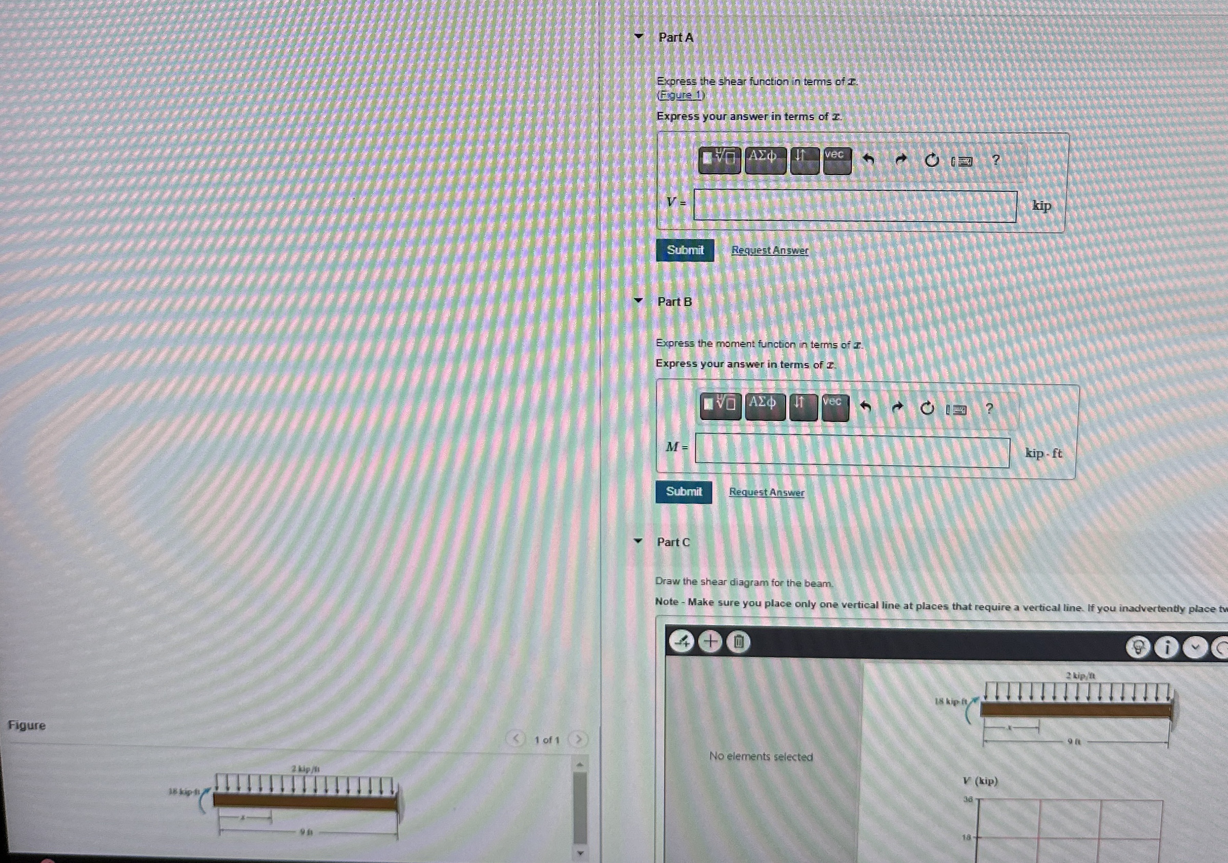 Please draw shear and moment diagram as well Part
