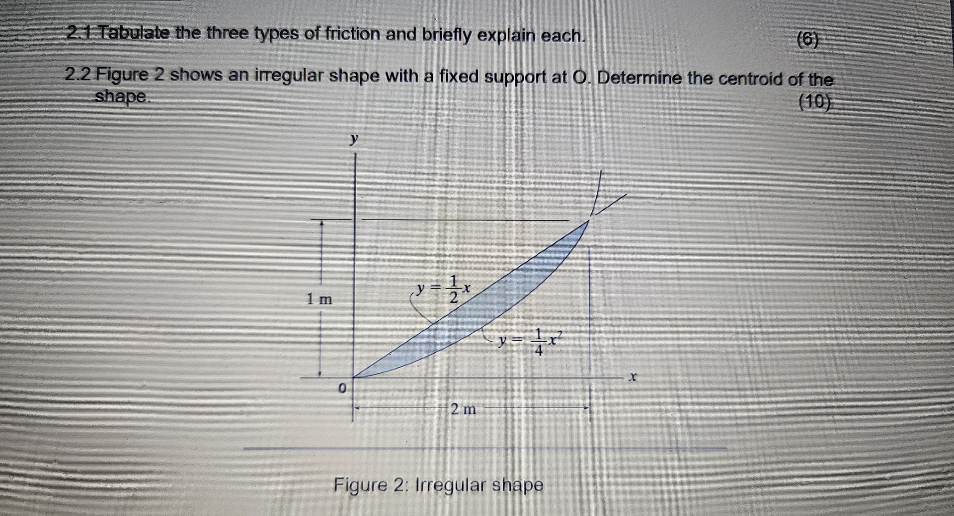 2 . 1 Tabulate the three types of friction and