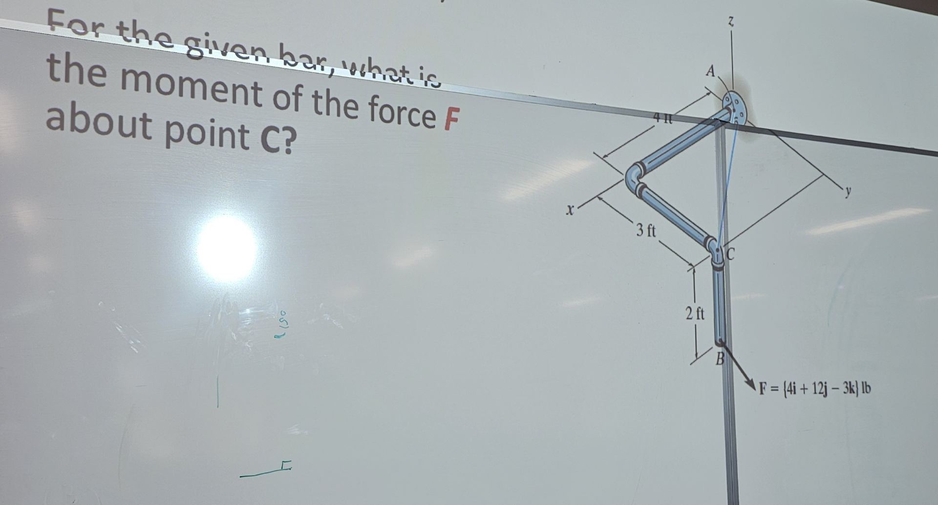 For the given, bar, what is the moment of the