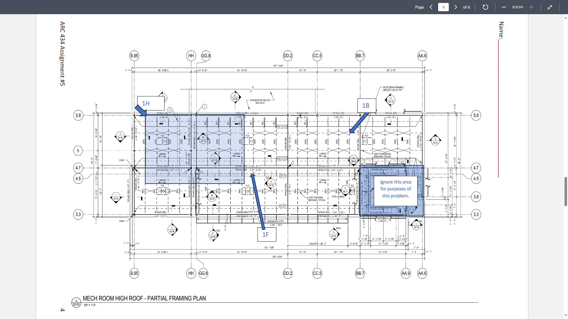 The roof framing plan below is for a building