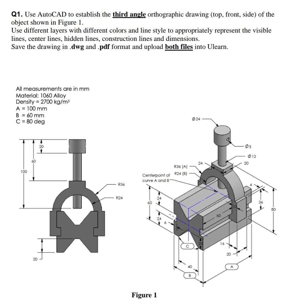 Use AutoCAD to establish the third angle