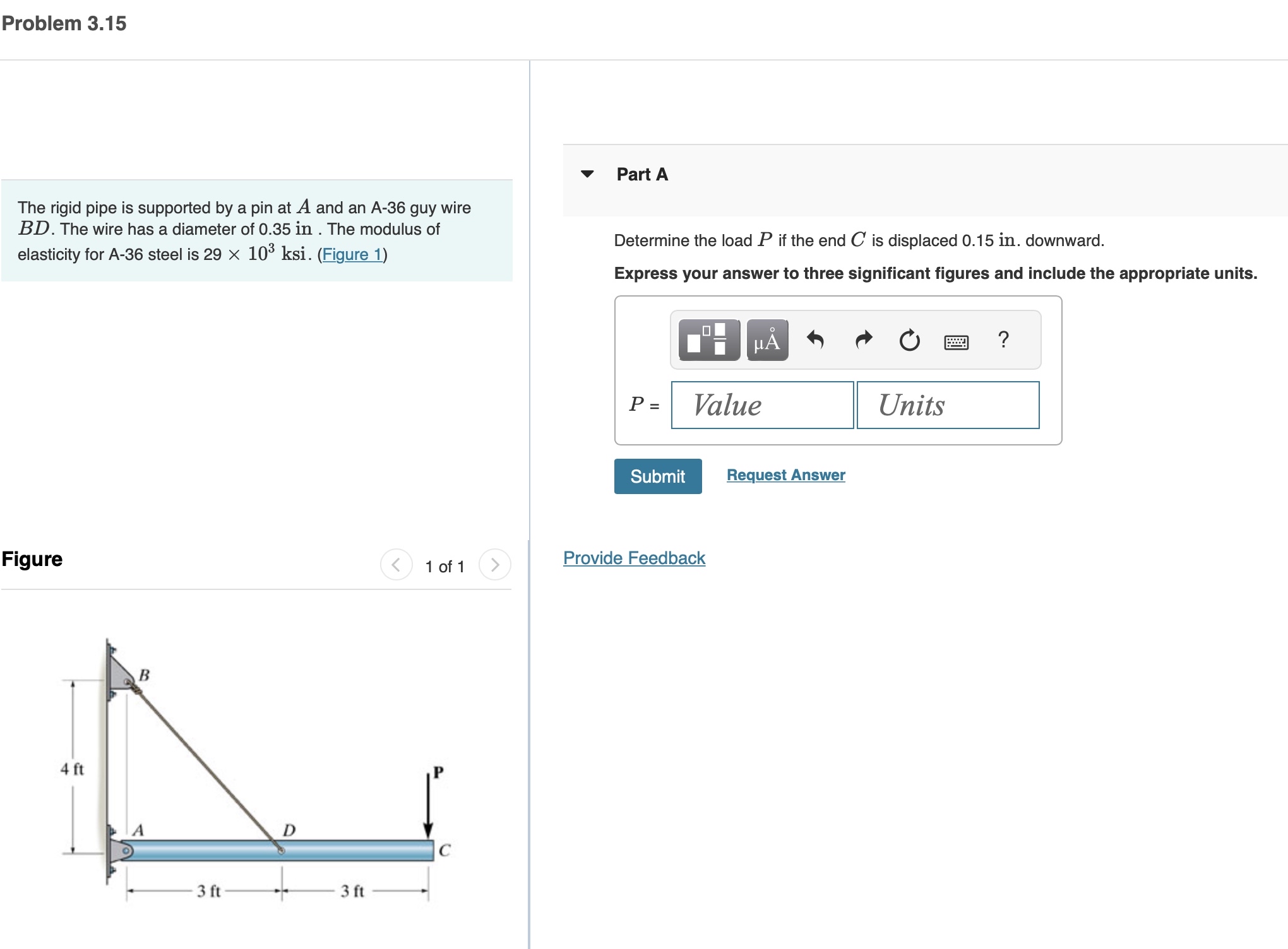 Problem 3 . 1 5 Part A The rigid pipe is
