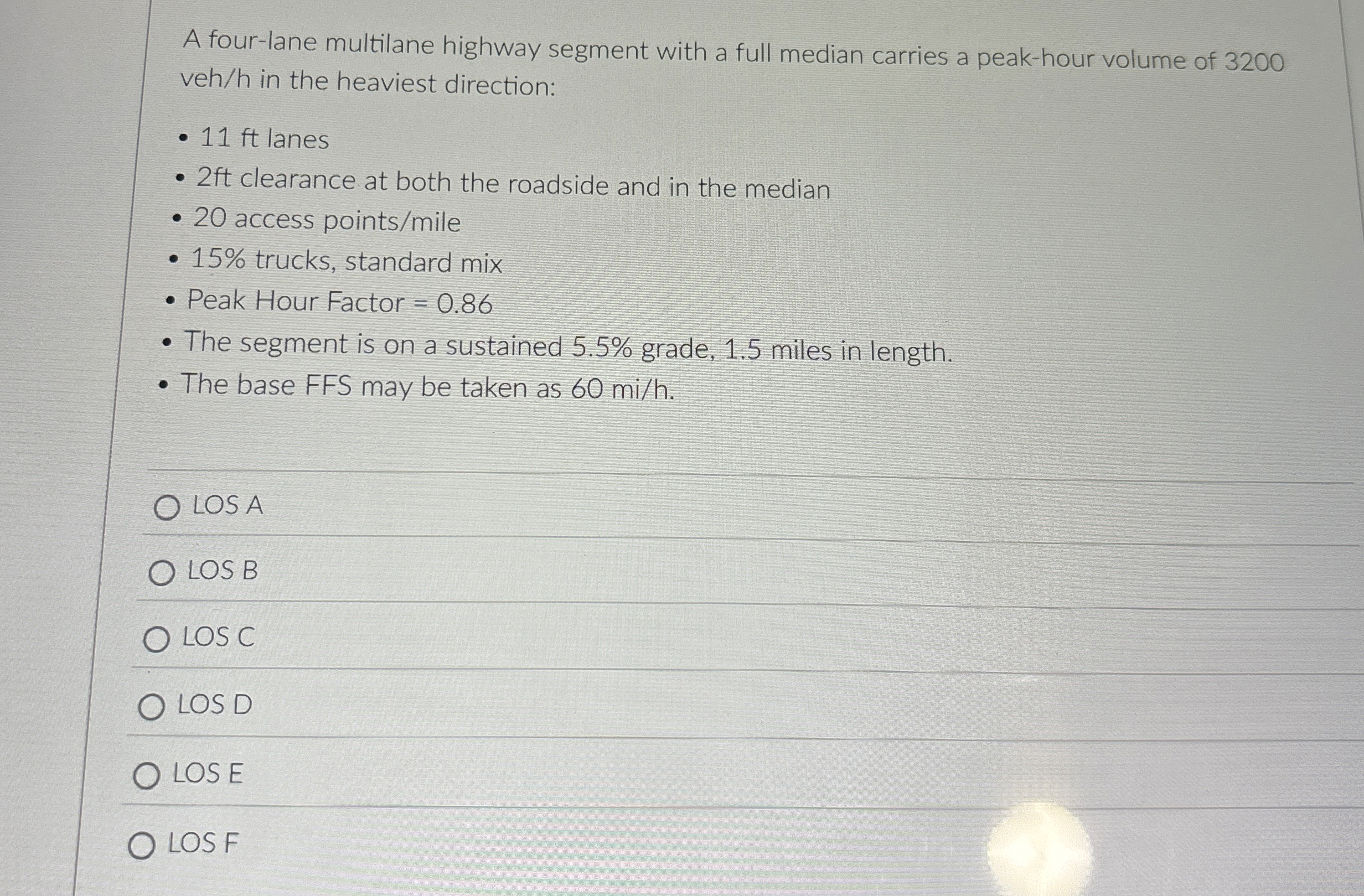 A four - lane multilane highway segment with a