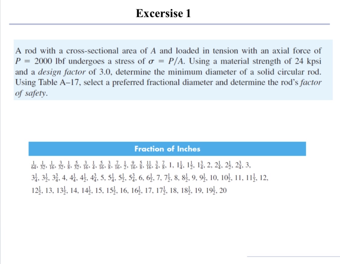 Excersise 1 A rod with a cross - sectional area