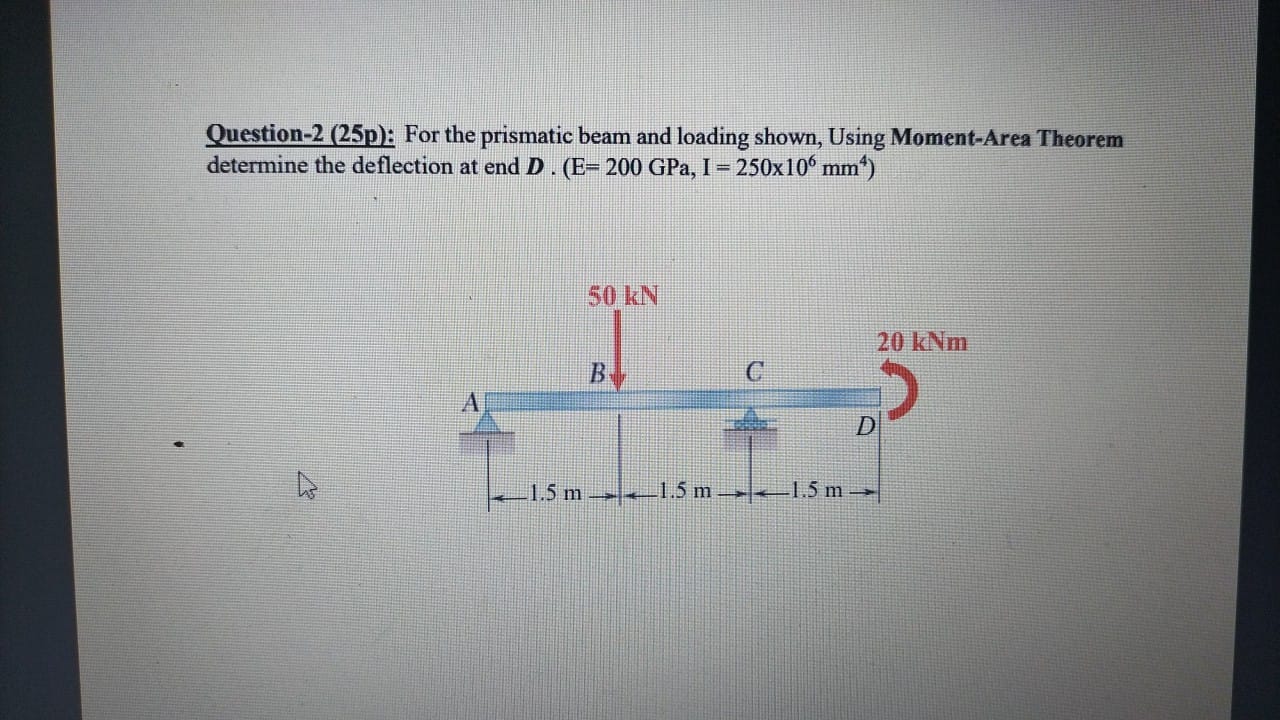 Question - 2 ( 2 5 p ) : For the prismatic beam