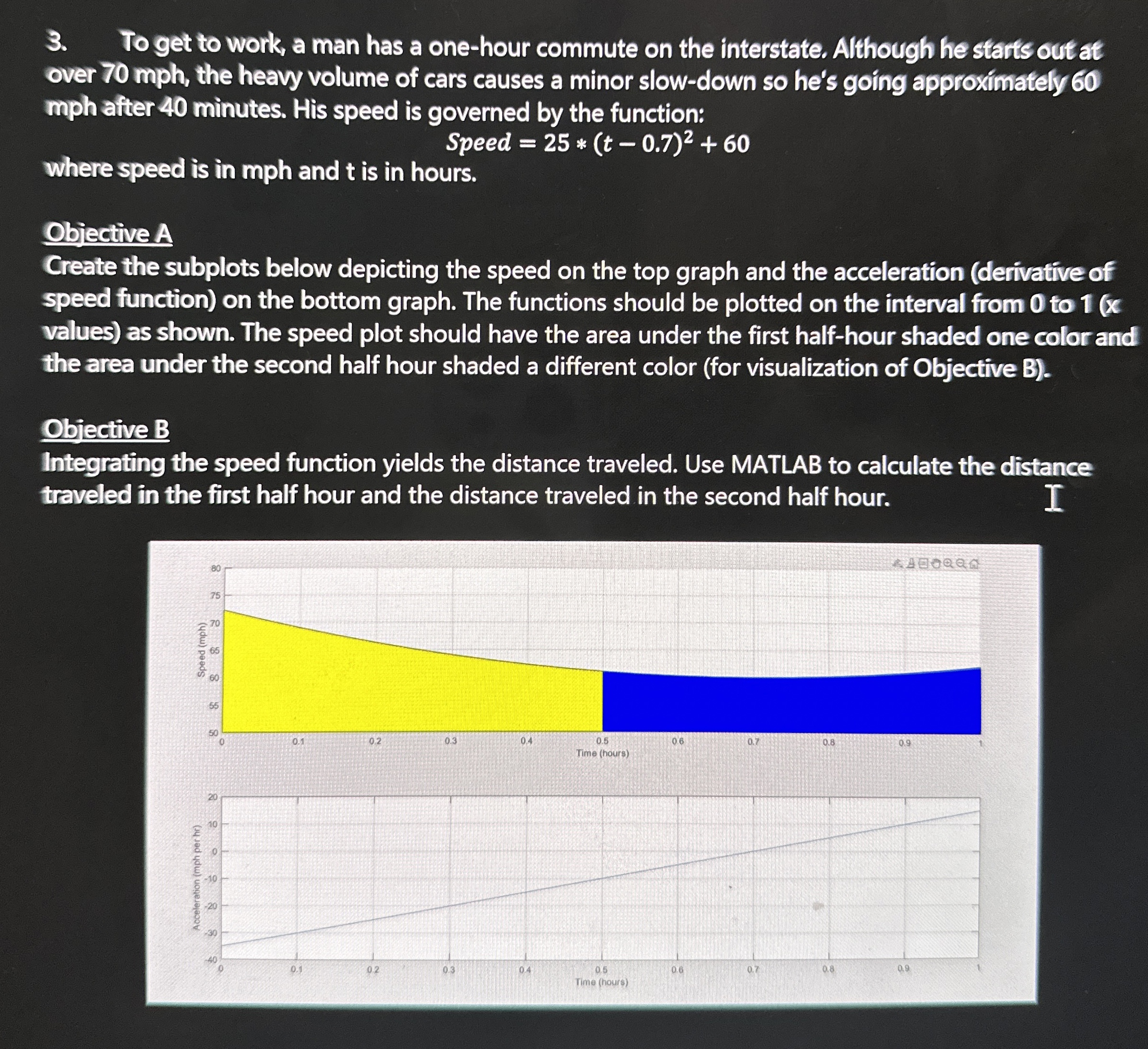 To get to work, a man has a one - hour commute on