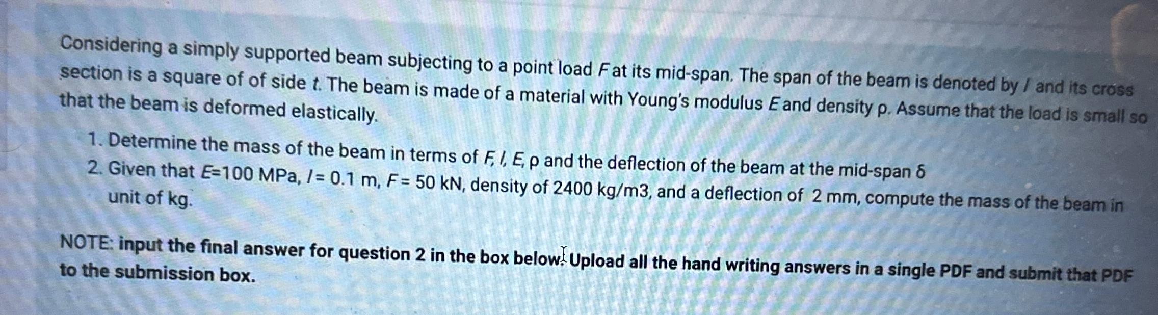 Considering a simply supported beam subjecting to