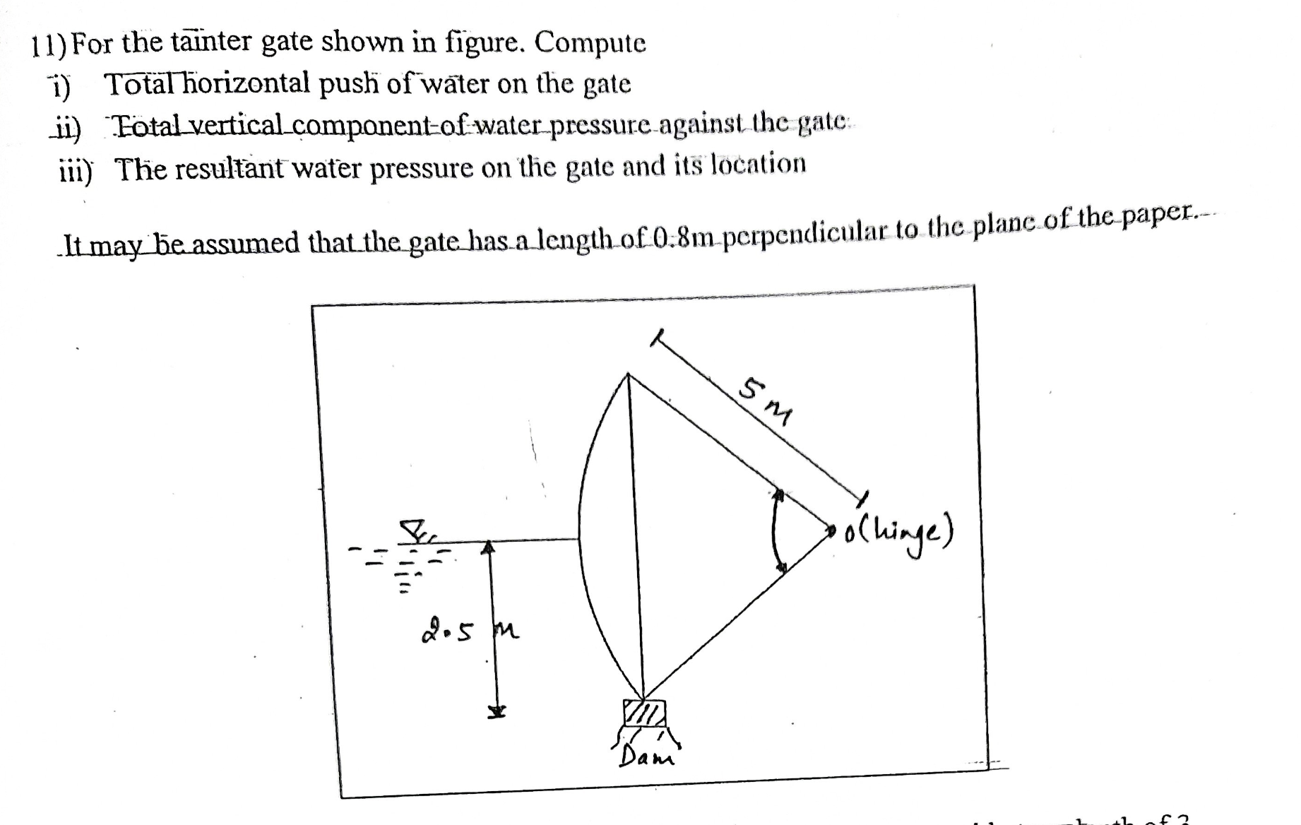 For the tainter gate shown in figure. Compute i )