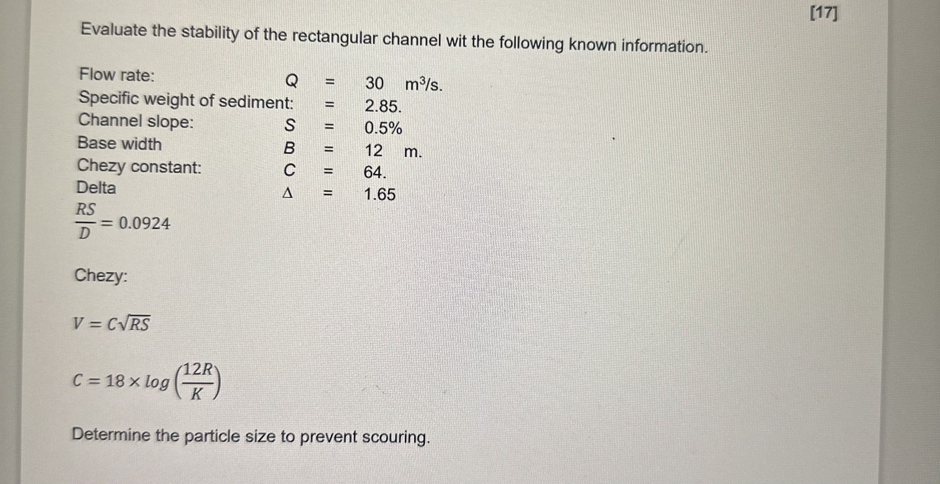 Evaluate the stability of the rectangular channel