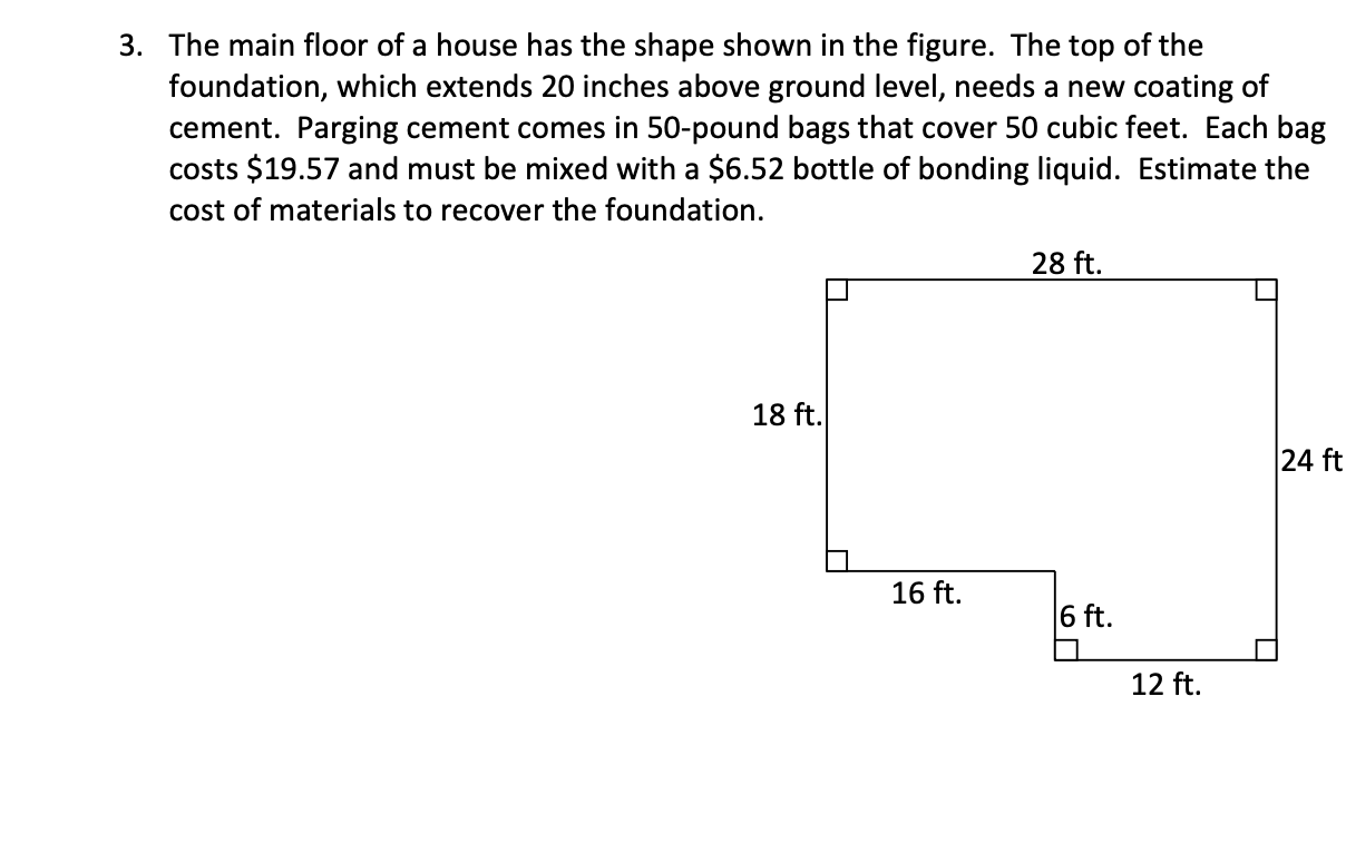The main floor of a house has the shape shown in