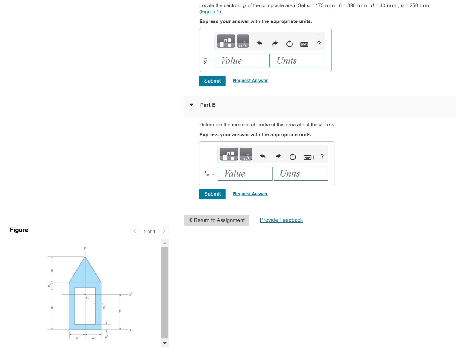 Locate the centroid ? b a r ( y ) of the