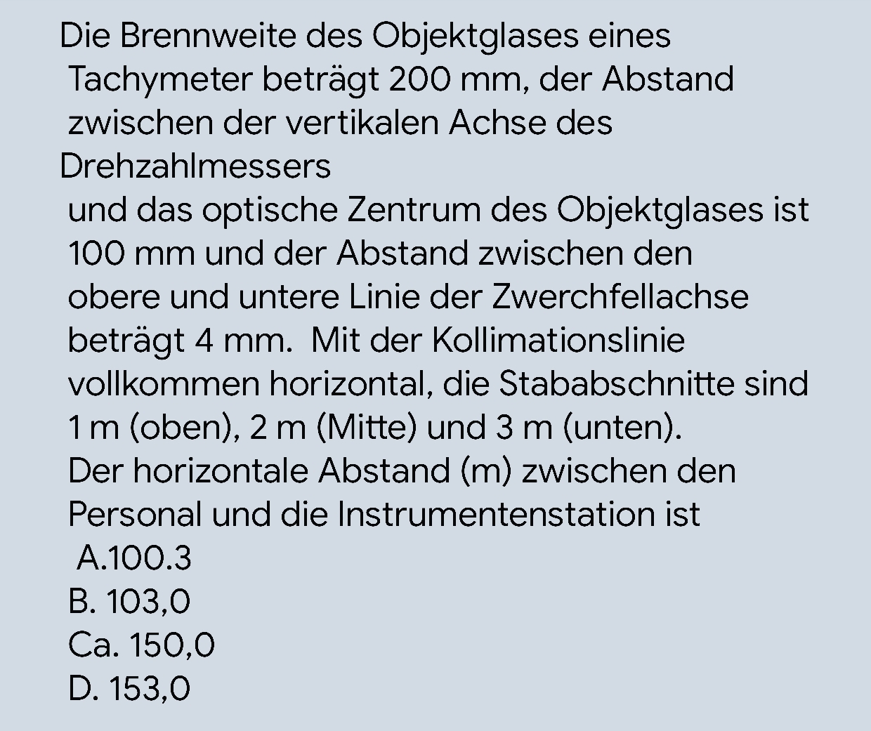 Die Brennweite des Objektglases eines Tachymeter