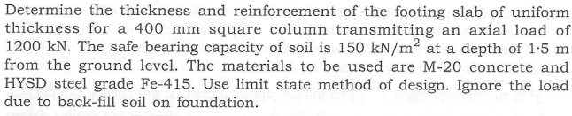 Determine the thickness and reinforcement of the