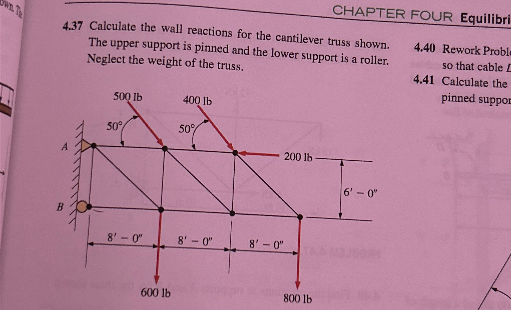 CHAPTER FOUR Equilibri 4 . 3 7 Calculate the wall