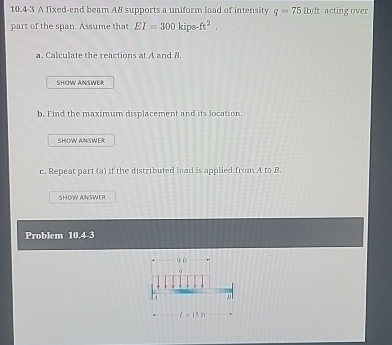1 0 . 4 - 3 A fixed - end beam A B supports a