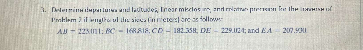 Determine departures and latitudes, linear