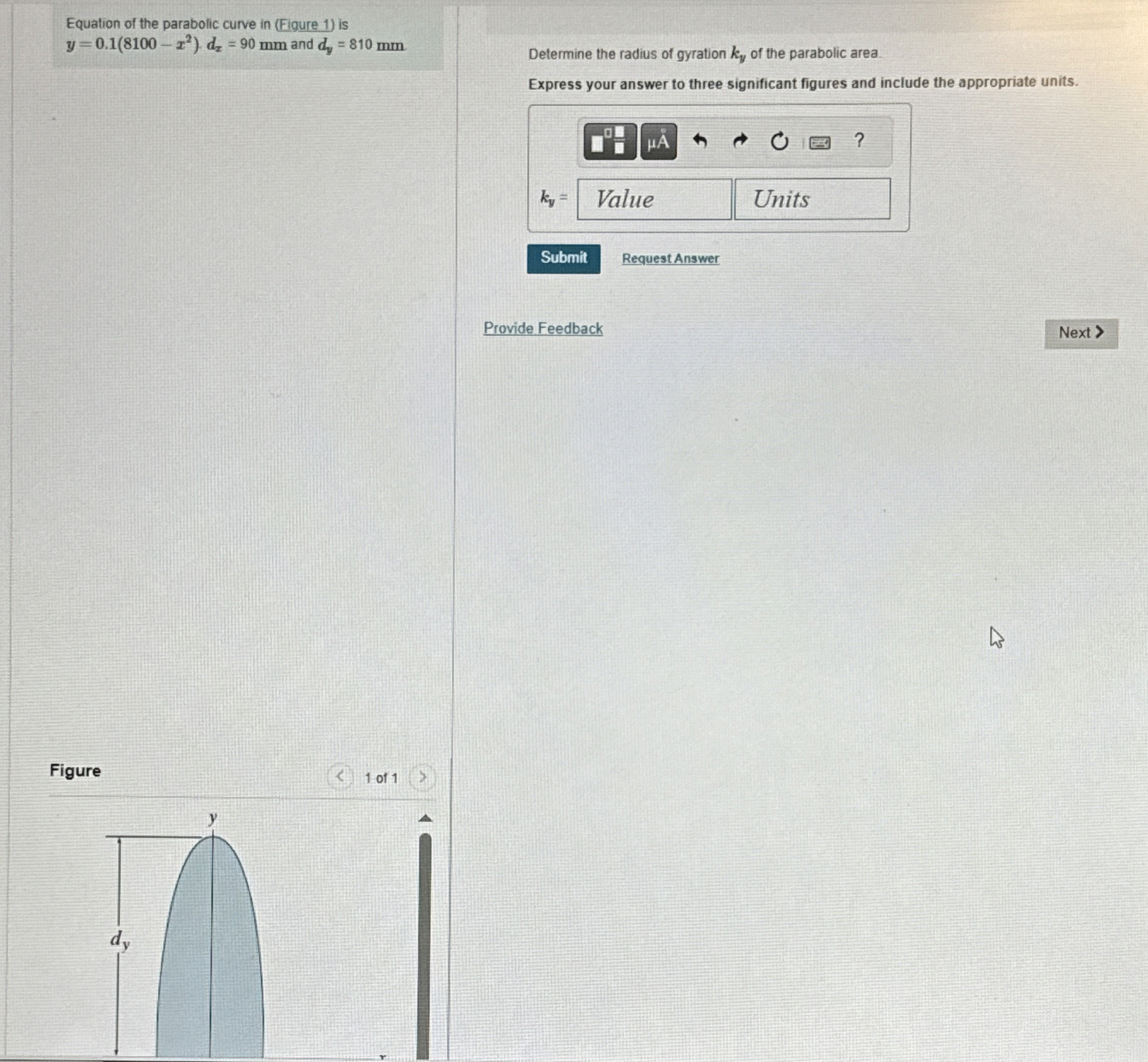 Equation of the parabolic curve in ( Figure 1 )