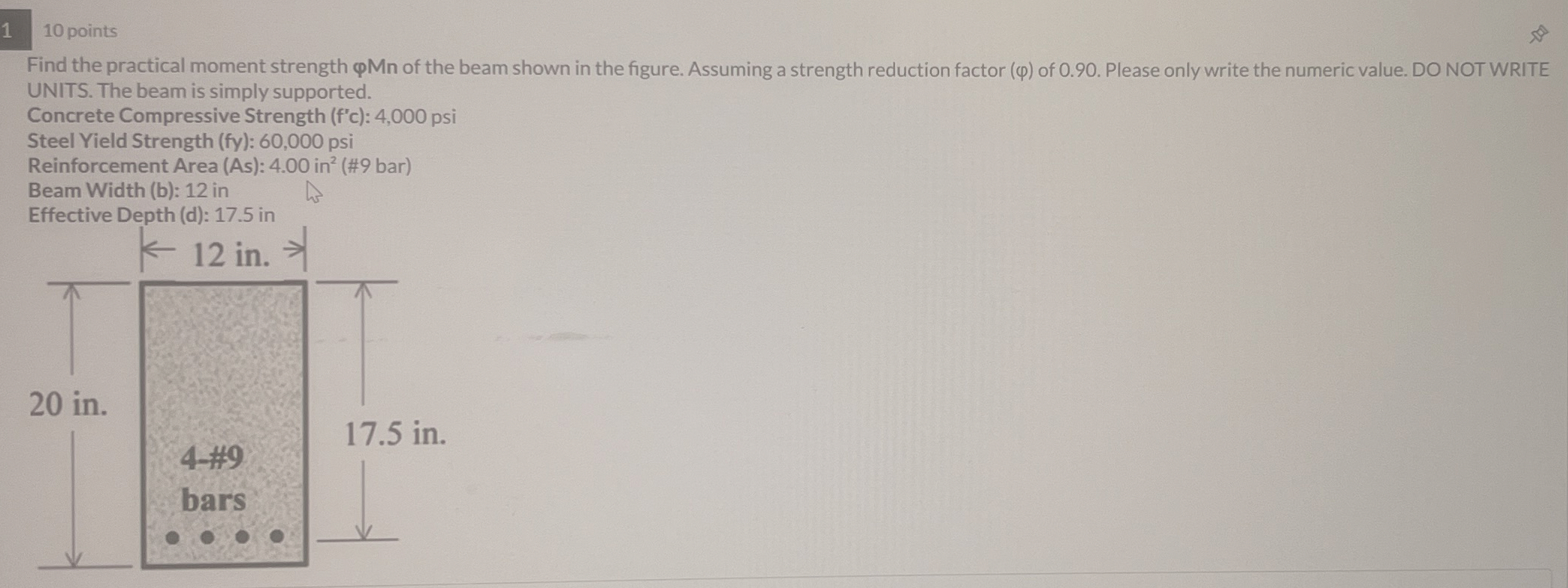 1 1 0 points Find the practical moment strength M