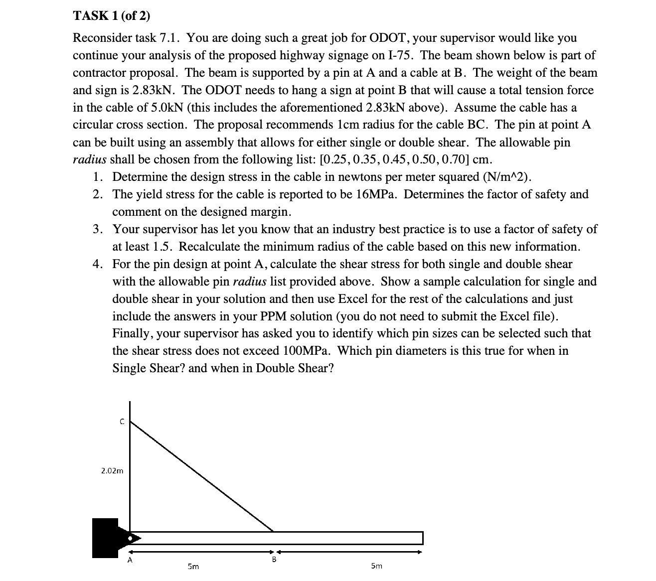 TASK 1 ( of 2 ) Reconsider task 7 . 1 . You are