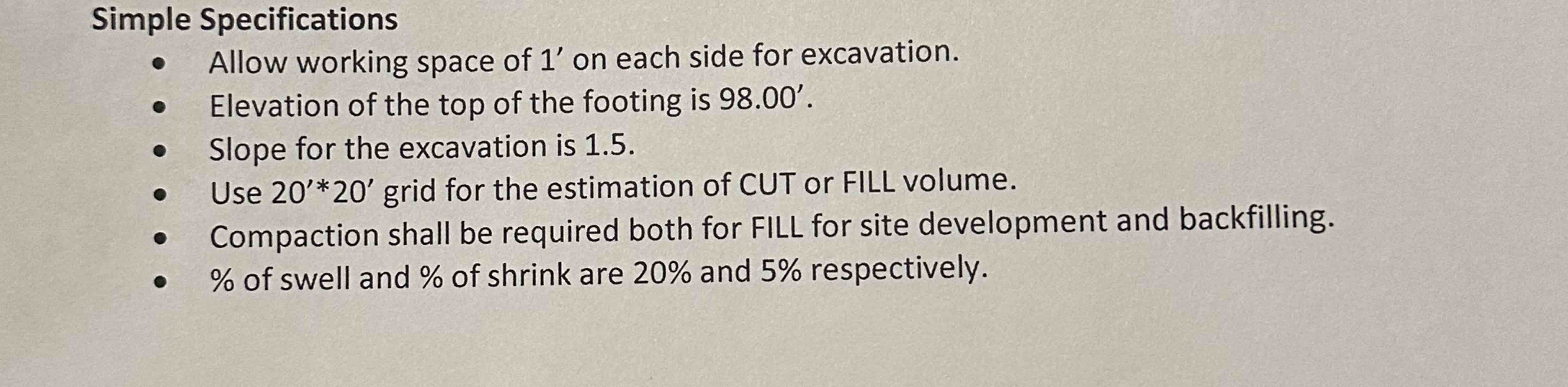 Simple Specifications Allow working space of 1 '